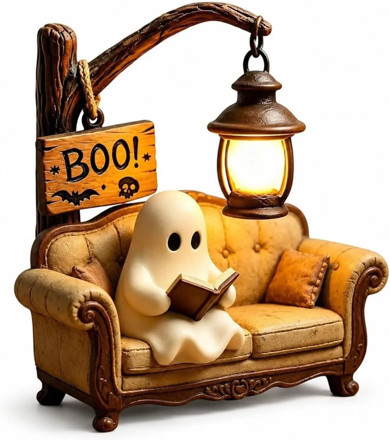 Halloween Ghost Book Reading Lamp, Warm LED Night Light Indoor Tabletop