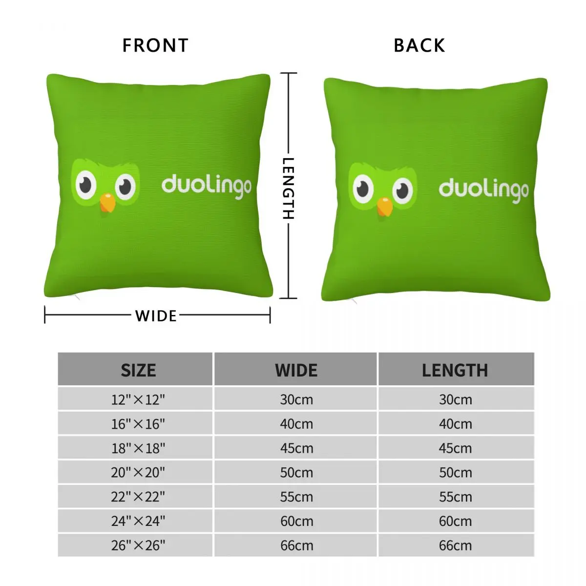 Duolingo Owl Duo Square Pillowcase Pillow Cover Polyester Cushion Zip Decorative Comfort Throw Pillow for Home Sofa