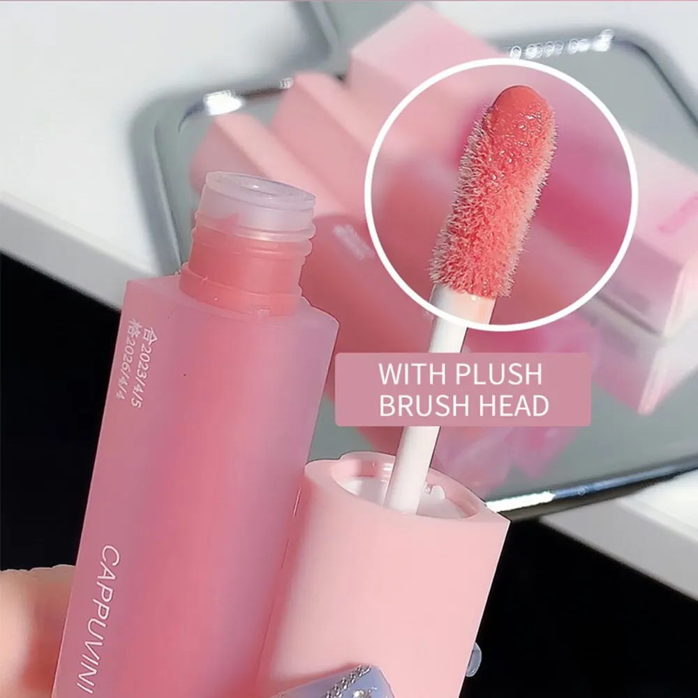 Cap puvini rosa Liebe Herz Design Lippen glasur Spiegel Wasser Licht Glas transparenten Lip gloss feuchtigkeit spendenden weiblichen niedlichen Lippenstift