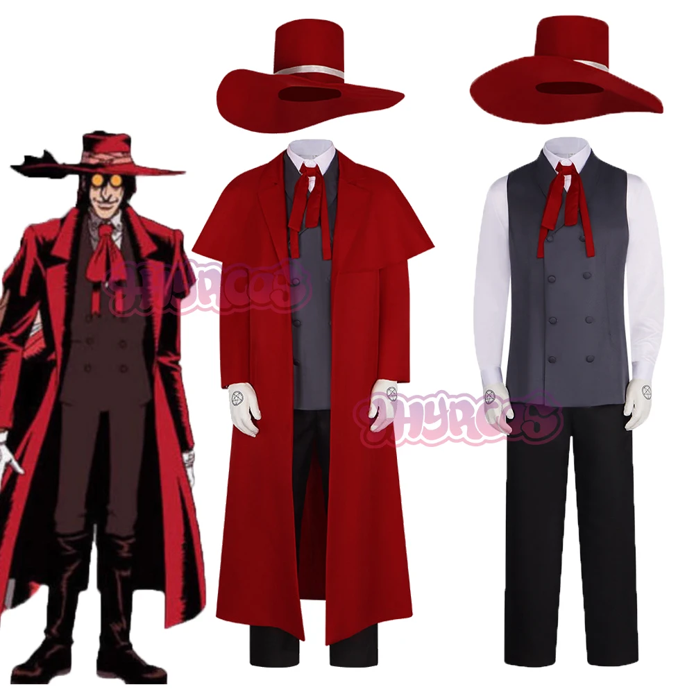 

6PCS Anime Hellsing Alucard Cosplay Costumes Hat Uniform Clothes Sets Halloween Cosplay Costumes And Accessories Women Men