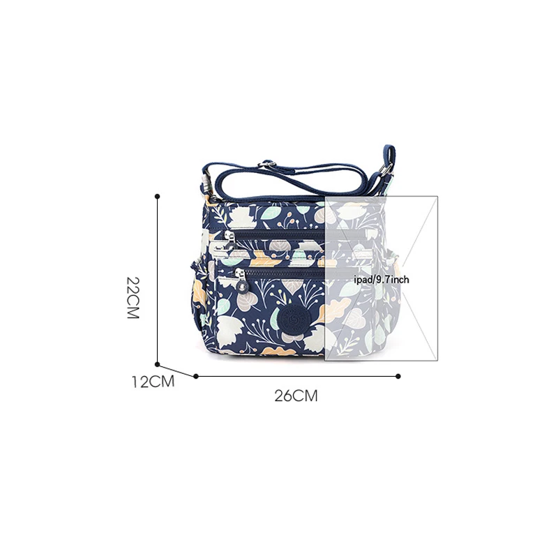 2023 New Women Shoulder Bags Floral Print Women\'s Handbags Designer Crossbody Messenger Bag Female Waterproof Nylon Mommy Bag