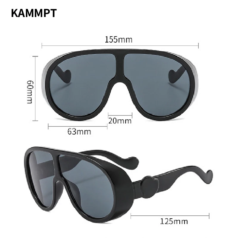KAMMPT Oversized Monoblock Sunglasses Women 2024 New in Stylish Candy Color Outdoor Goggle Trendy Vintage Punk Travelling Shades