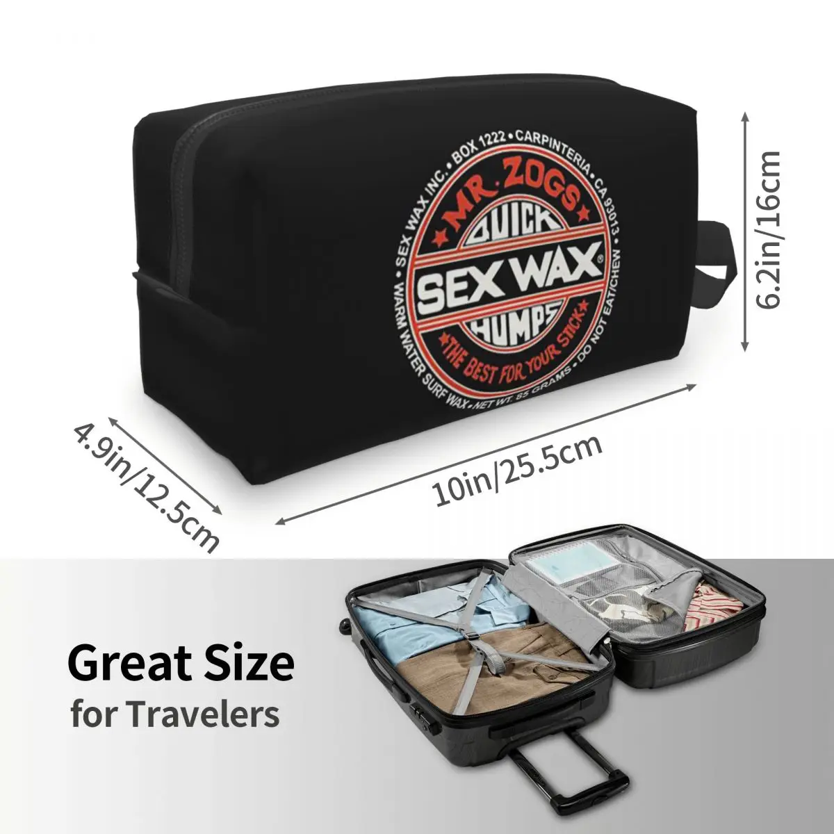 Mr Zogs Surfing Sex Wax Makeup Bag Cosmetic Organizer Storage Dopp Kit Toiletry Cosmetic Bag for Women Beauty Travel Pencil Case