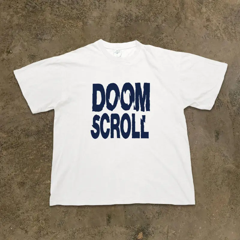 เสื้อยืดโอเวอร์ไซส์แขนสั้นสไตล์ยุโรปและอเมริกา แบรนด์อินเทรนด์สไตล์เรโทร ลายตัวอักษรภาษาอังกฤษ