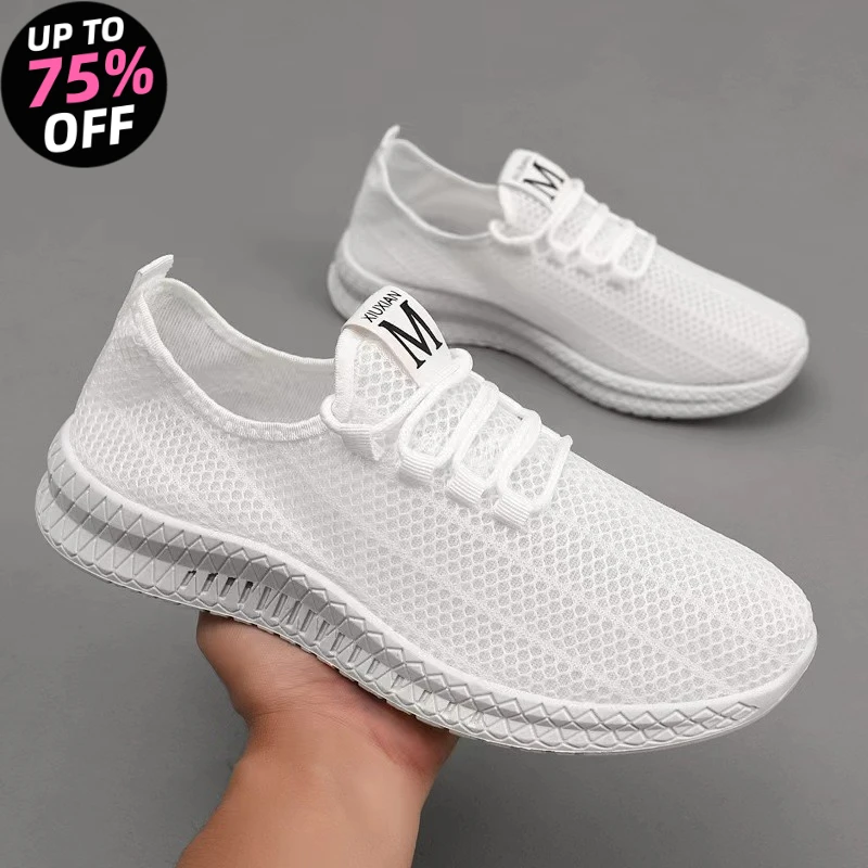 

Мужские летние дышащие сетчатые легкие спортивные повседневные туфли без шнурков с мягкой подошвой, верх из синтетической кожи, резиновая подошва, модель 2026 года