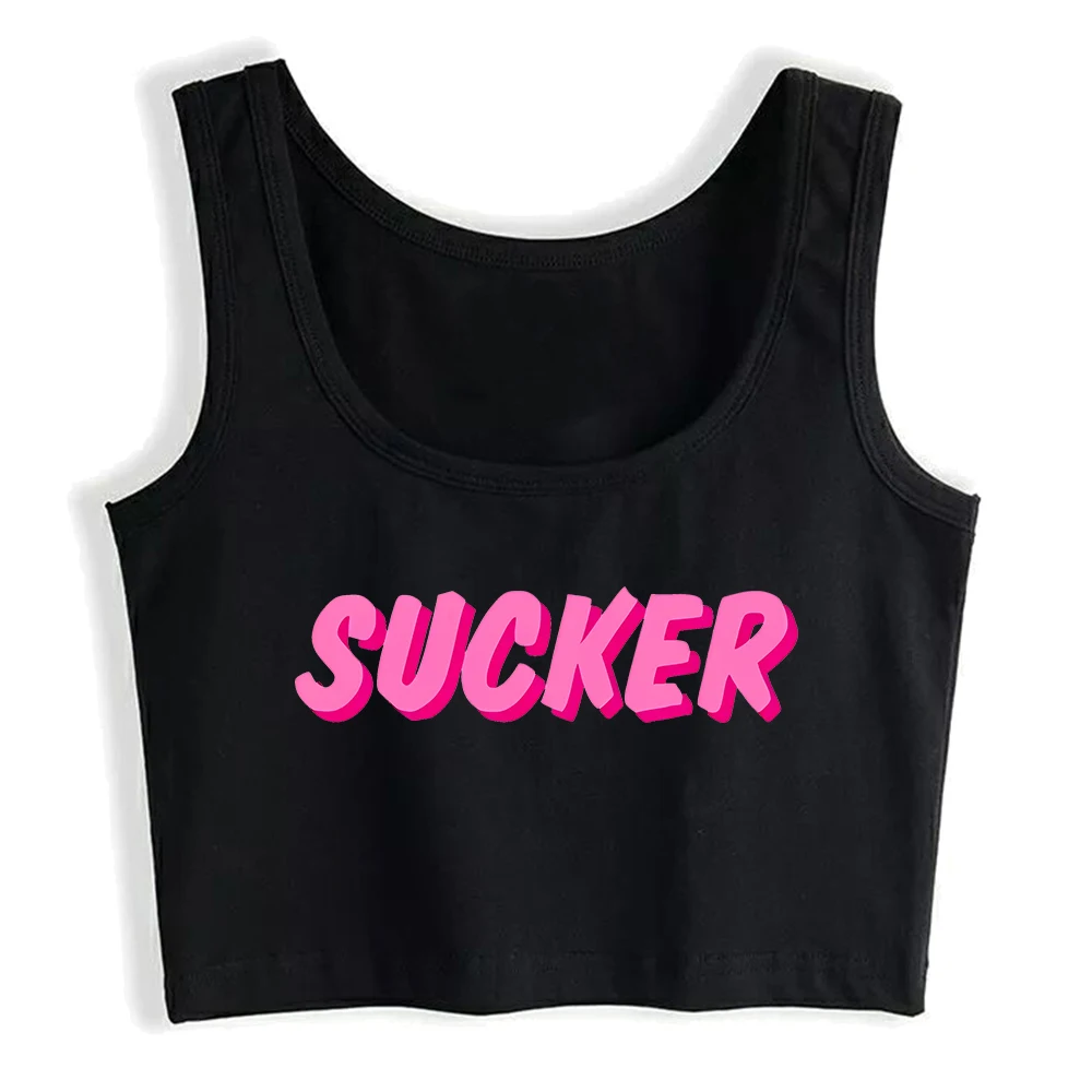 Sucker Graphic Cotton Sexy Fit Crop Top Hotwife Humor Fun Flirting BDSM Style Tank Tops Swinger Naughty Submissive Camisole
