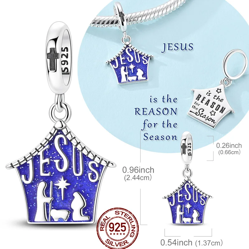 

Оригинальный подвес-шарм из стерлингового серебра 925 пробы «Рождество: Дом Иисуса», подходит для оригинального браслета, для женщин, для самостоятельного изготовления украшений, подарок