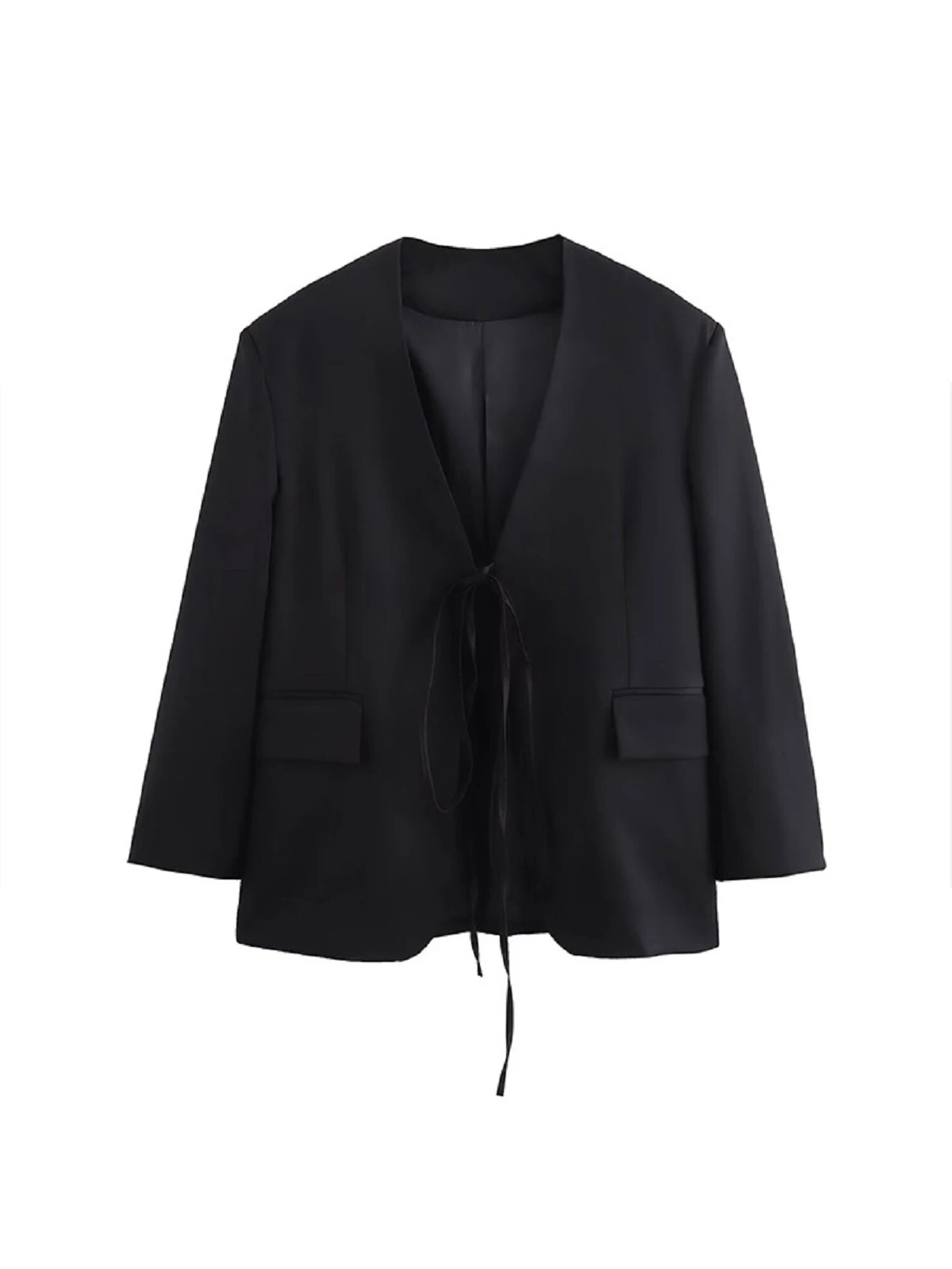 New Spring and Autumn French Women's European and American fashion bow decoration loose blazer
