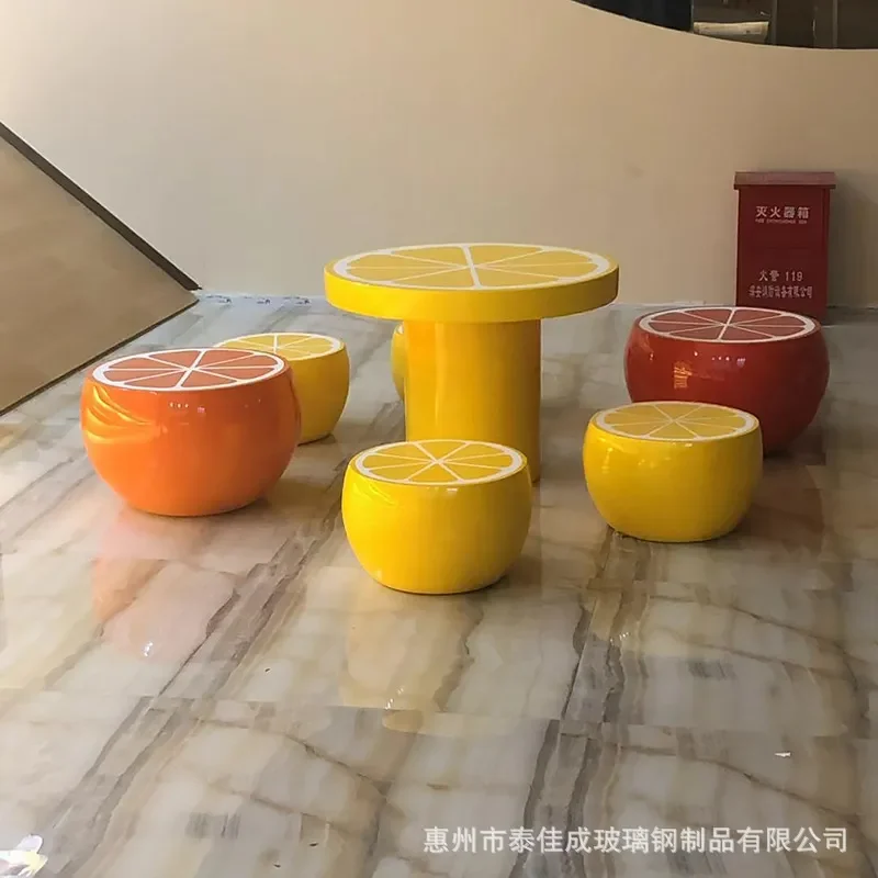 FRP orange seat shopping mall creative simulation round fruit seat outdoor rest chair training waiting chair