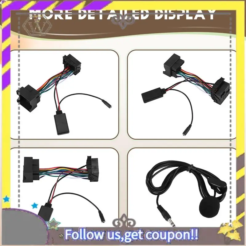 

ABXV-Car Bluetooth 5.0 Aux Cable Microphone Handsfree Mobile Phone Free Calling Adapter For Ford Mondeo Focus Fiesta 6000 CD