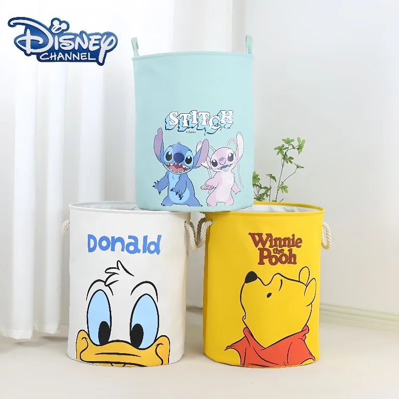 

Disney Stitch Foldable Round Bucket Cute Cartoon Creative Large Capacity Three-Layer Thickened Toy Storage Dirty Clothes Bucket