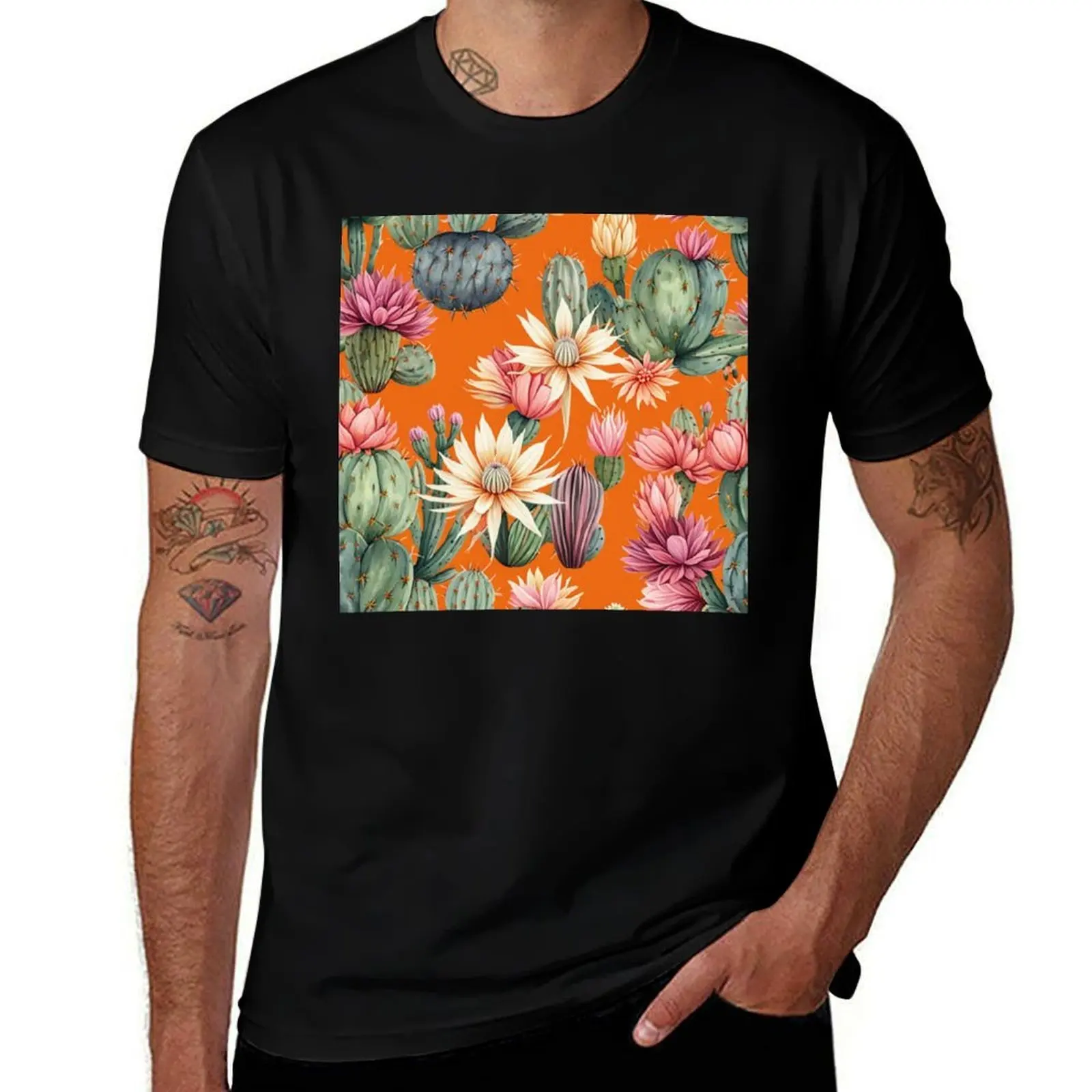 

Multi Cacti Abstract Pattern T-Shirt graphics customizeds sweat t shirts for men graphic