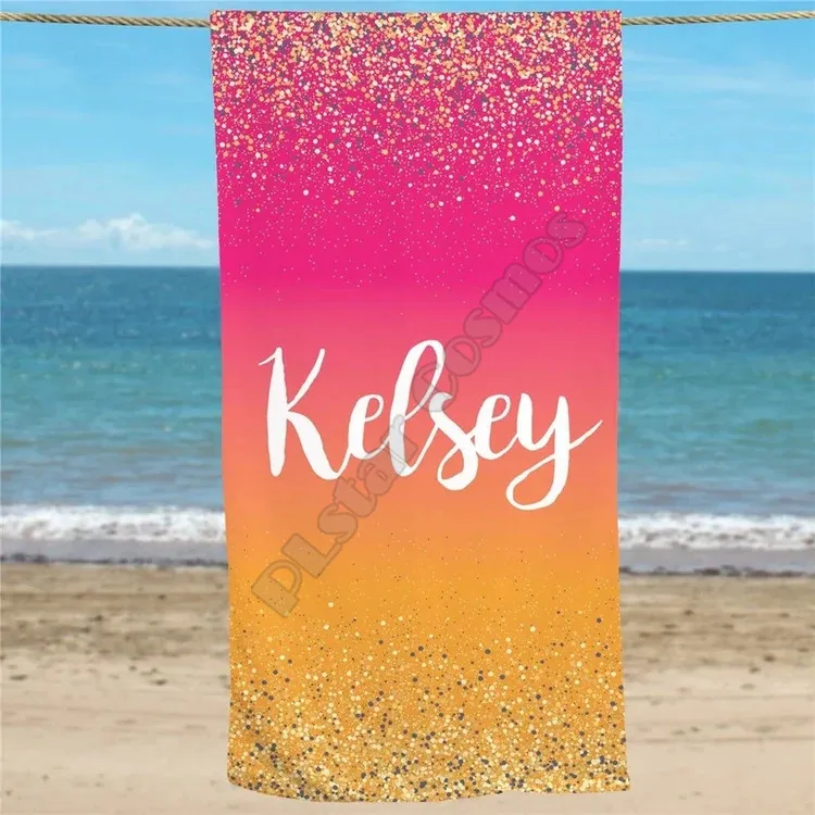 

Personalized Glitter Design Large Beach Towel Summer gift for her 3d Printed Beach Towel