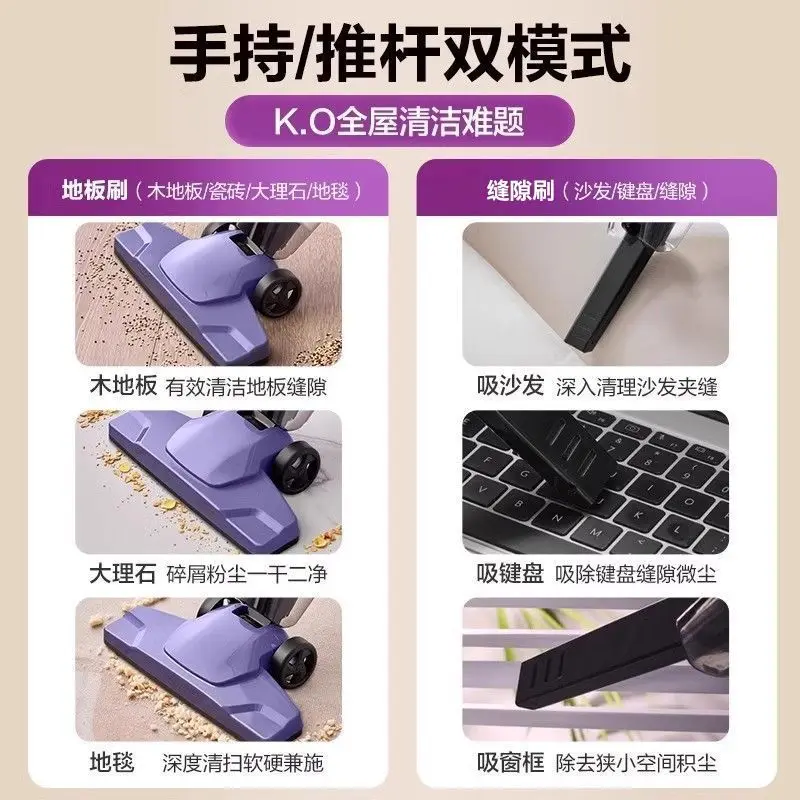 2 In 1 Handheld Vacuum High Power Large Suction Mini Automatic for Home Cleaning