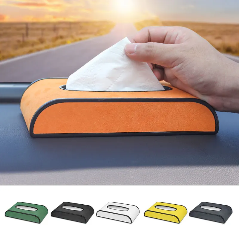 New car tissue box suede advanced paper drawer Sun visor hanging type center console armrest box universal