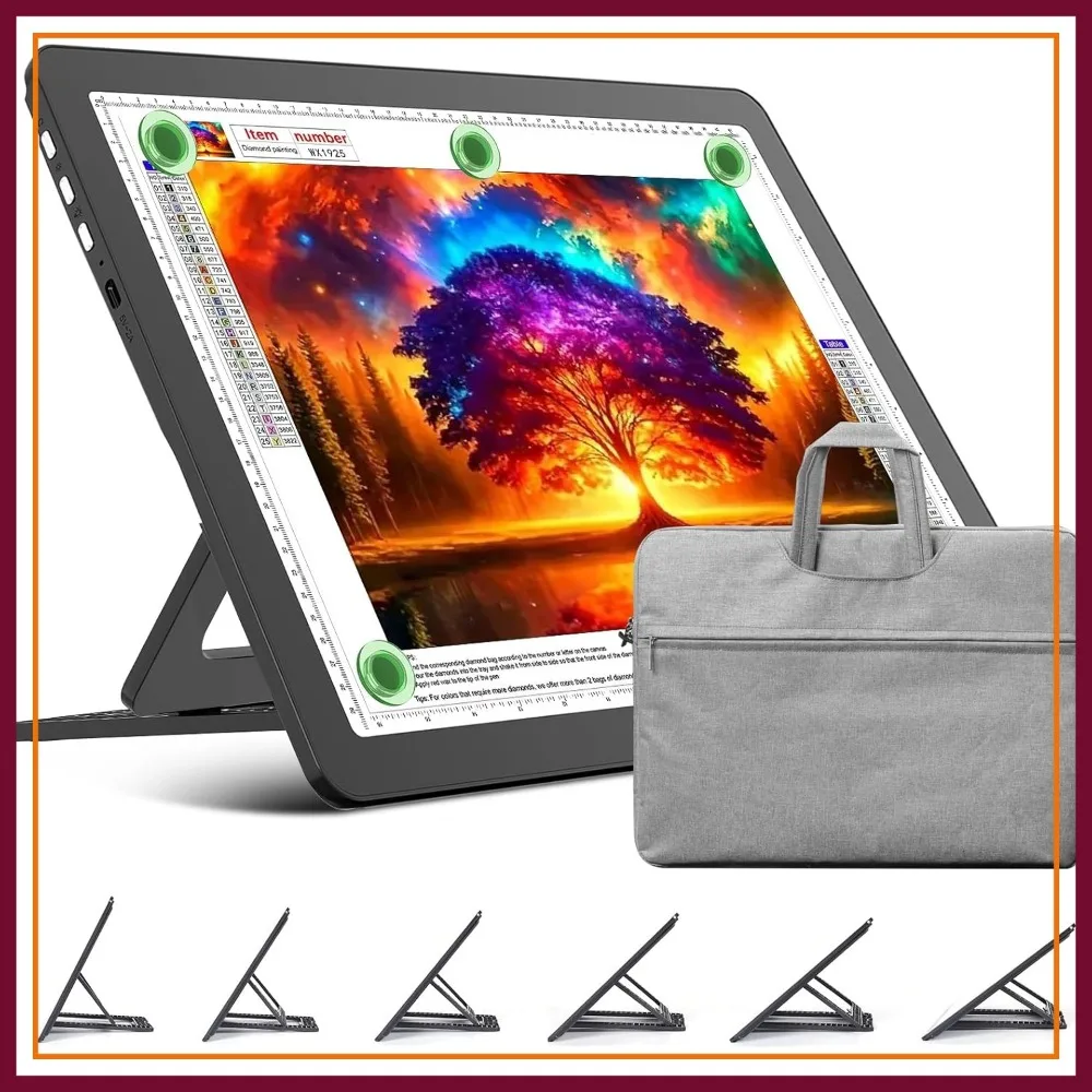 

A3 Super Bright Light Pad with Stand, Bag, Wireless Tracing Light Box, Cordless Rechargeable for Diamond Painting, Drawing