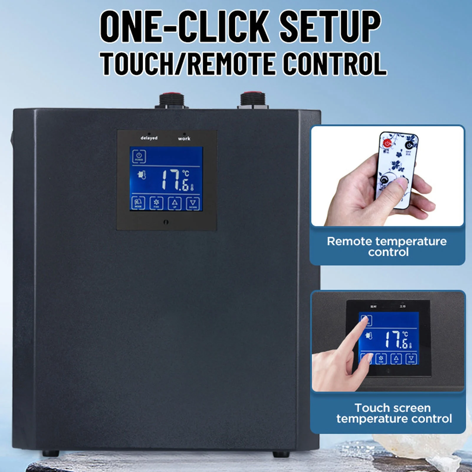 Ice Bath Chiller System LCD Touchscreen Low Noise 1/3 Ice Bath Chiller for Home Hotel Outdoor Use for Freshwater Seawater