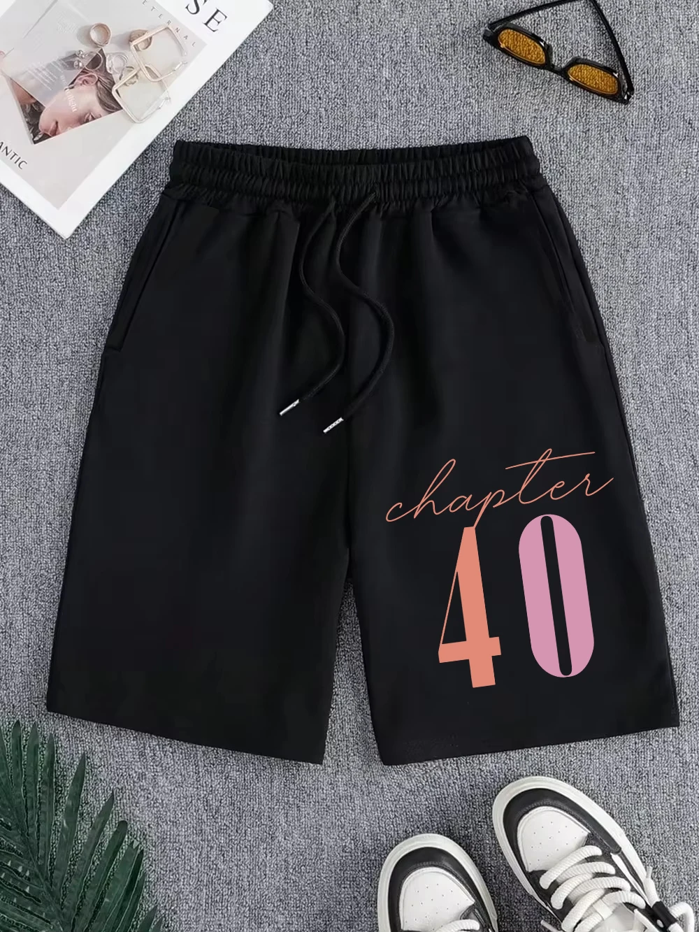 

Chapter 40 Letter Prints Pants Mens Basics High Waisted Wide Knee Length Shorts Summer Oversized Shorts Casual Pocket Clothes