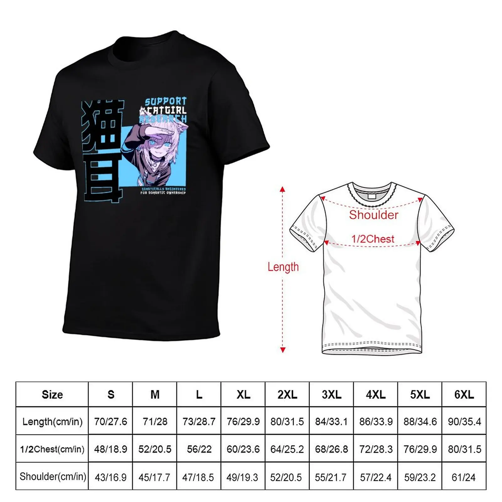 Support Catgirl Research Cute Goth Cat Girl Smiling Ultimate Waifu T-Shirt blue archive plain vintage mens shirts graphic tee