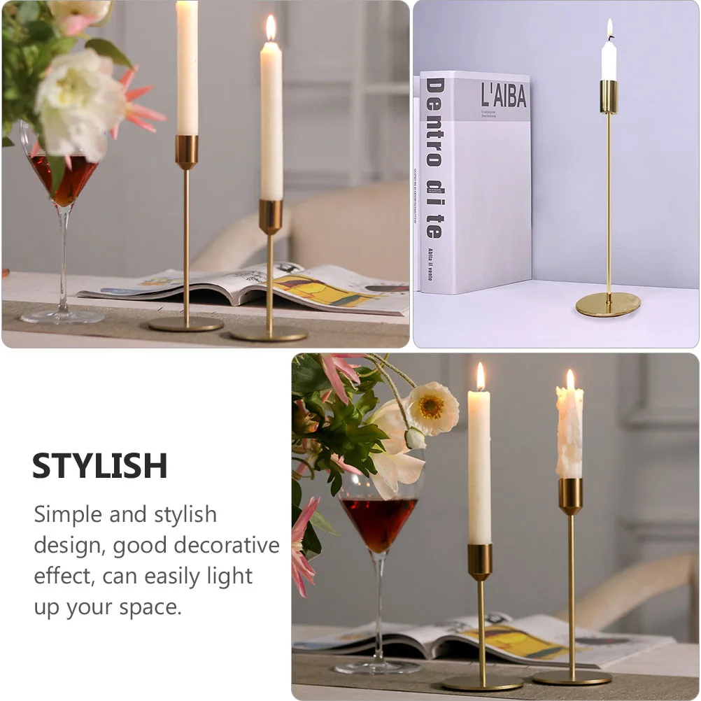 

2pcs Metal Stand Golden Light Luxury Iron Art European Style Simple Candleholder Decorative for Wedding Party