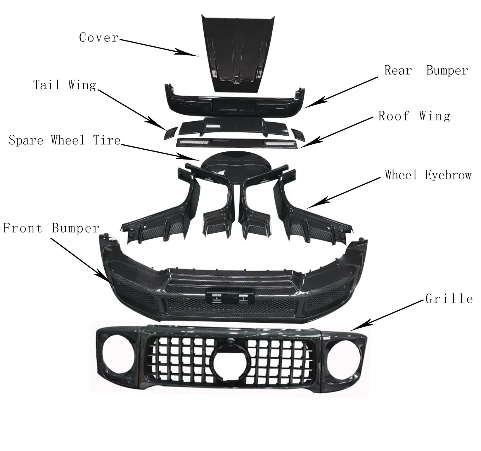 High Performance Real Carbon Fiber Auto Body Parts Body kits for AMG Mercedes Benz G63