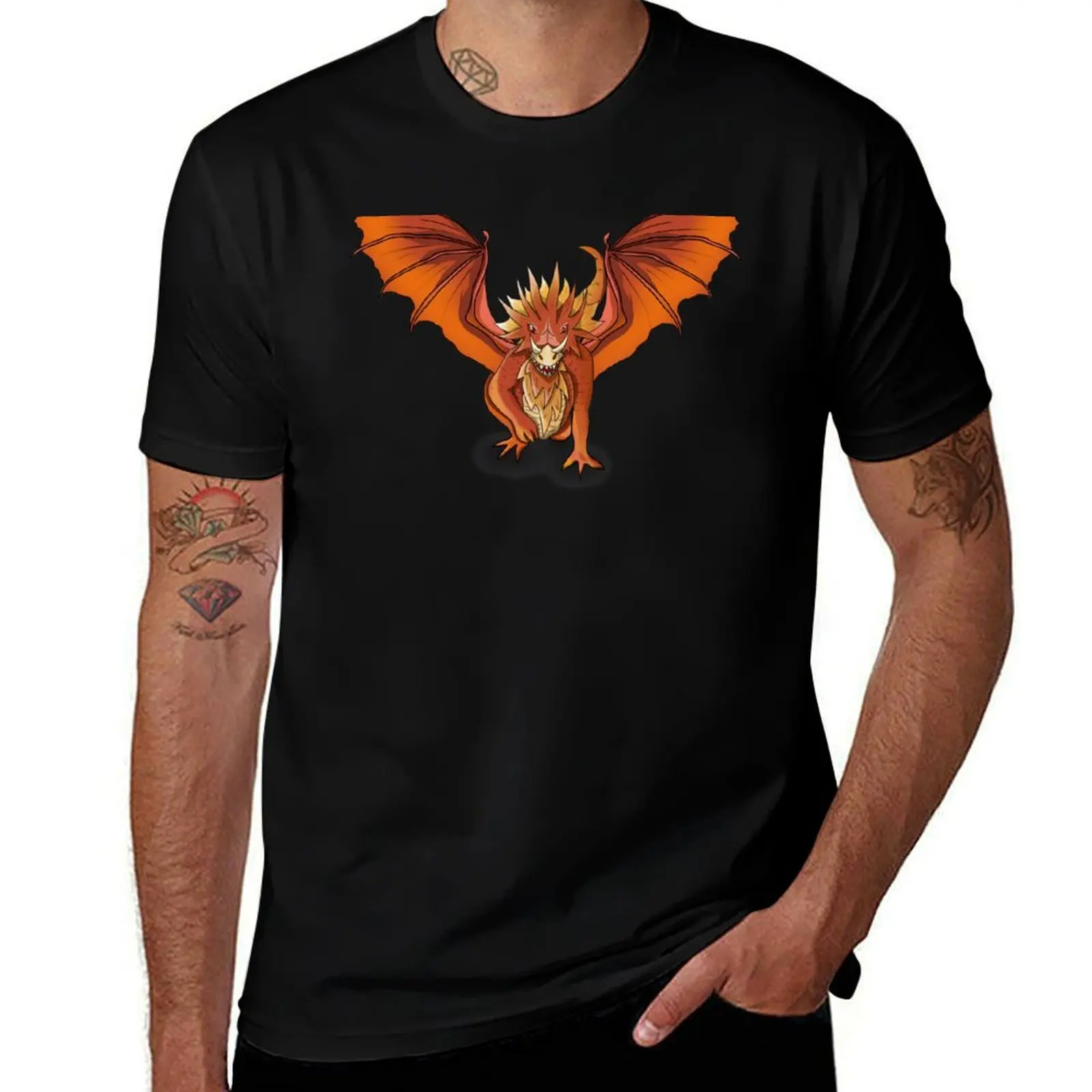 Approaching Dragon for dungeons and dragons fans T-Shirt oversized blanks plus size tops tshirts for men