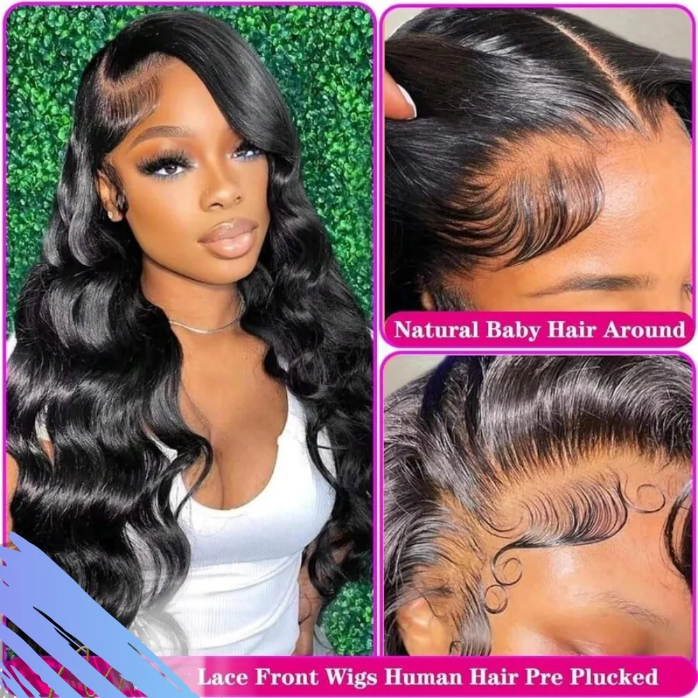 Ready To Wear Transparent Lace 200% Density Body Wave Lace Front Wigs Human Hair 5x5 Glueless Natural Color Women With Baby Hair