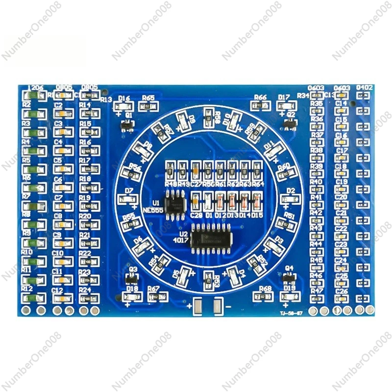 TJ-56-67 SMD Rotating Water Flow Light DIY Kit CD4017 NE555 Soldering Practice Board Skill Training Electronic Project 3-12V
