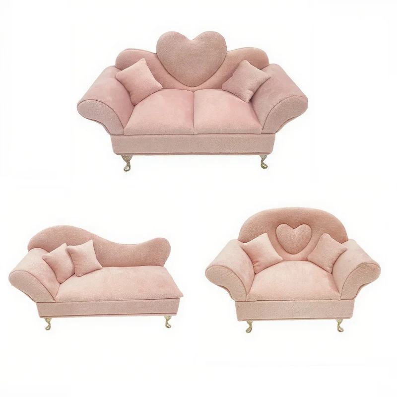 

Sofa Shaped Jewelry Holder Portable Doll House Furniture Velvet Jewelry Box Compact Mini Couch Jewelry Display For Doll House
