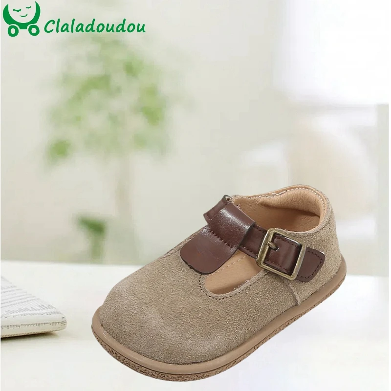 

Claladoudou Genuine Leather New Baby Shoes Toddler Casual Shoes Boys Barefoot Rubber Shoes Girl Outdoor Strap Fashion Walkers