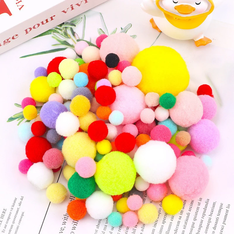 200 unids/lote 10-30mm bolas de piel con pompones de Color caramelo bolas de pompones esponjosas coloridas para piezas de decoración de carft hechas a mano DIY