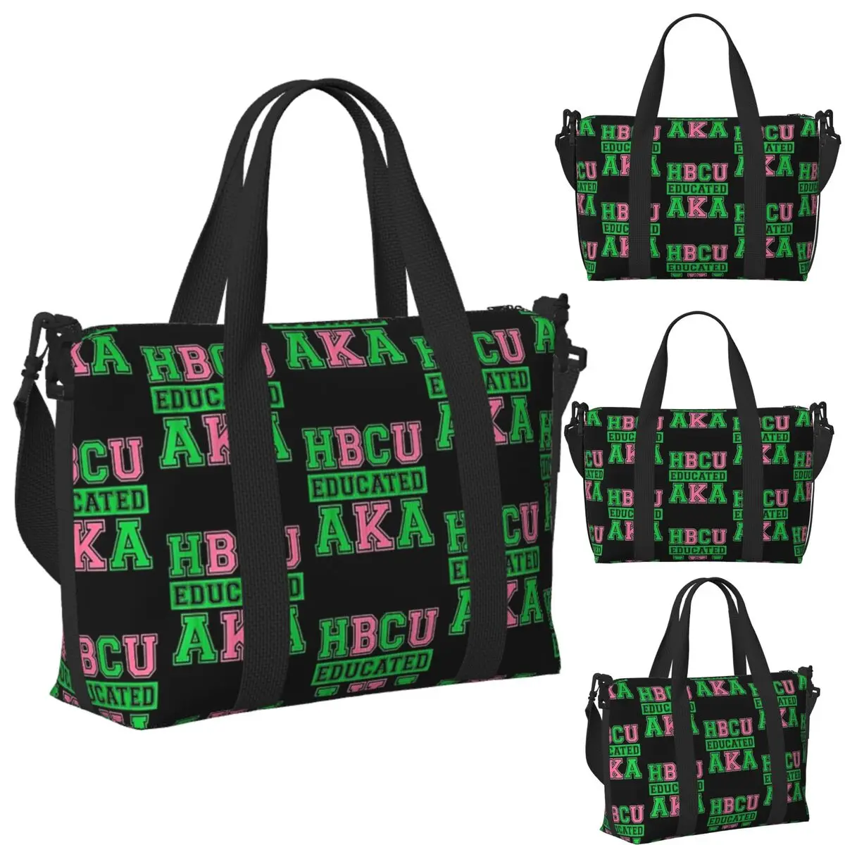 

HBCU Grad AKA Sorority Paraphernalia, HBCU Educated AKA Beach Travel Bag Tote Bags for Gym Women Shopping Duffle Shoulder Bag