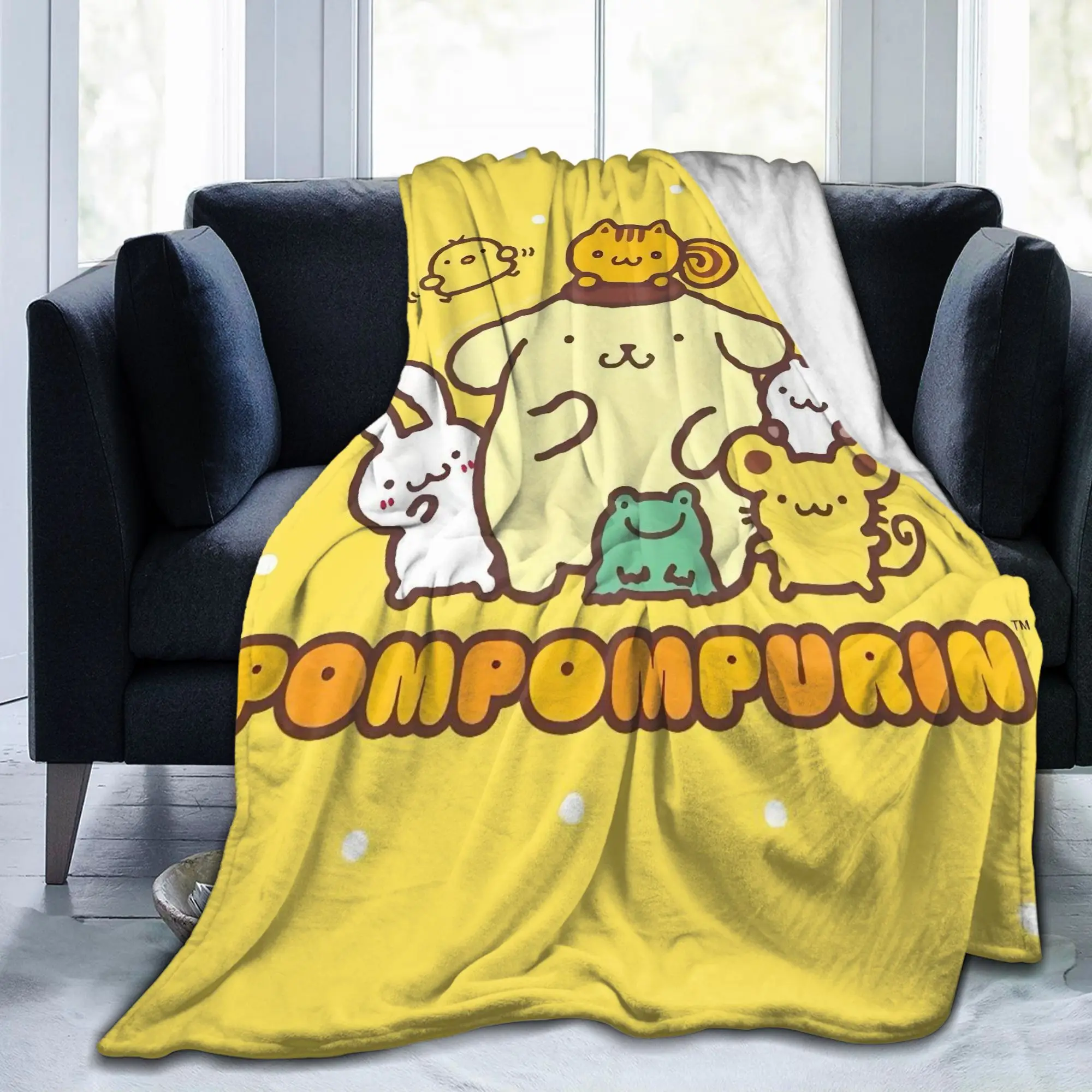 Pompompurins Cute Puppy Cartoon Blanket Fleece Summer  Multi-function Ultra-Soft Throw Blankets for Sofa Car Bedding Throws