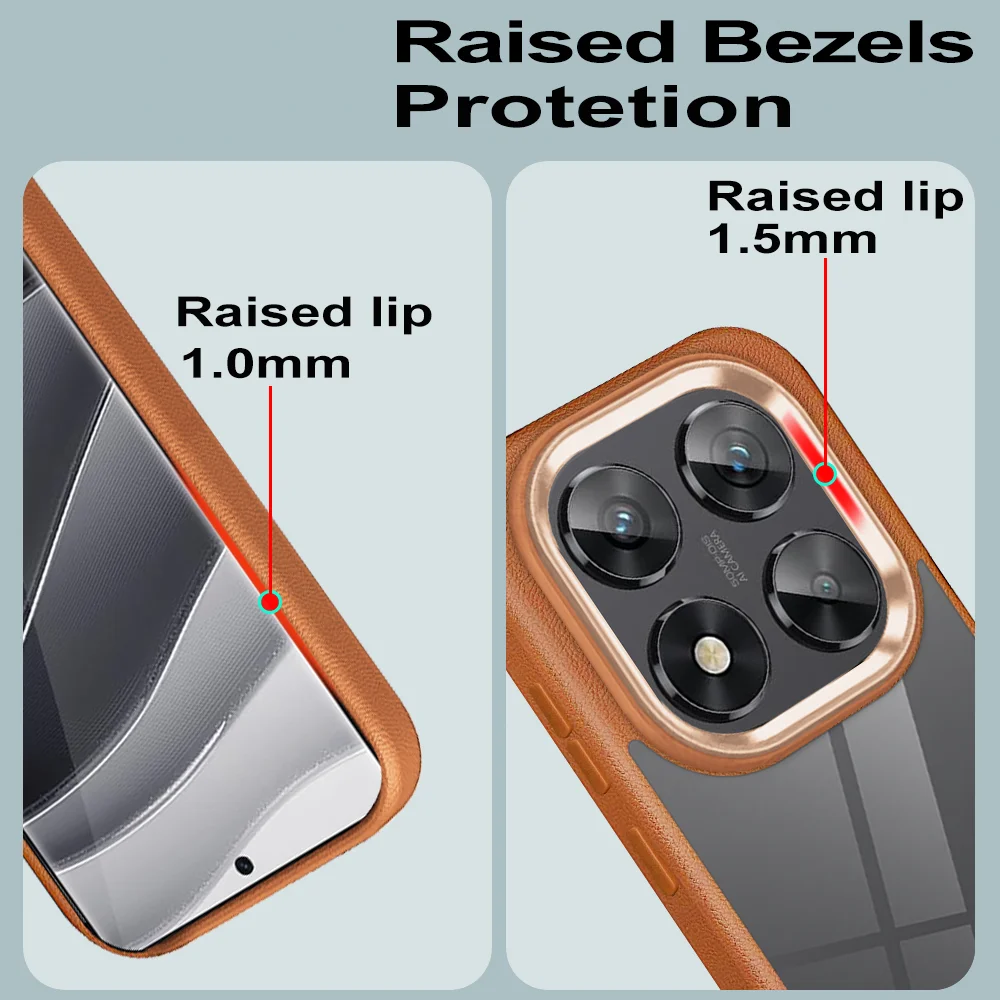 Leather Acrylic Case for Xiaomi Redmi Note 14 13 Pro Plus Pro+ Redmi 14C 13C A3 4G 5G Poco Poko C75 Silicone Hard Phone Cover