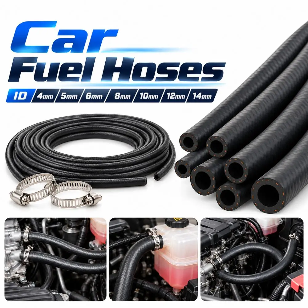 New Multifunctional Car Fuel Hoses ID 4 5 6 8 10 12 14mm with Pipe Clamp NBR Oil Resistant Hose Vacuum Hose