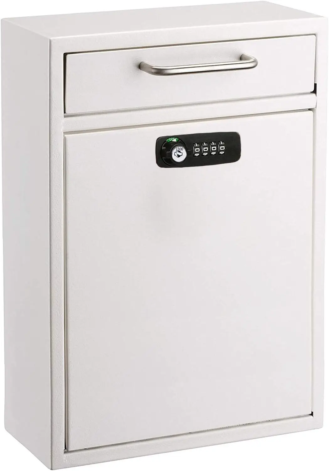 

Wall Mount Mailbox with Keys - Locking Mailbox & Cash Drop Box for Home, Apartment, Business (Large, White)