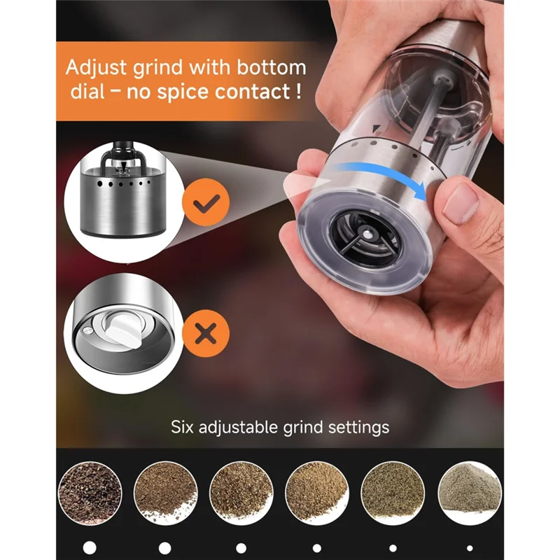 

MOPHE-USB-C Rechargeable Electric Salt & Pepper Grinder Set Large Capacity LED, Stainless Steel Pepper Grinder