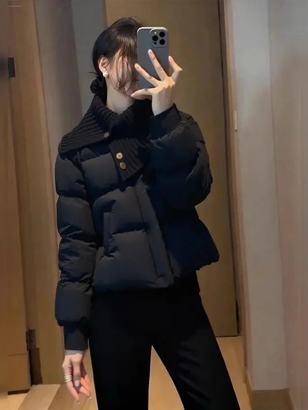 

Женское модное зимнее пальто из хлопка Ele Bla Thiened, корейский стиль, свободный крой, застежка-молния, средней длины