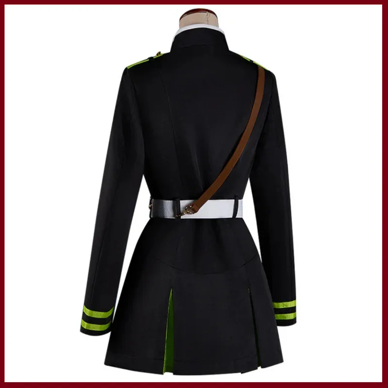 アニメ終わりのセラフミツバ三番コスプレ衣装黒軍服ドレスベルト女性のセクシーなカーニバルクリスマススーツ vl;6