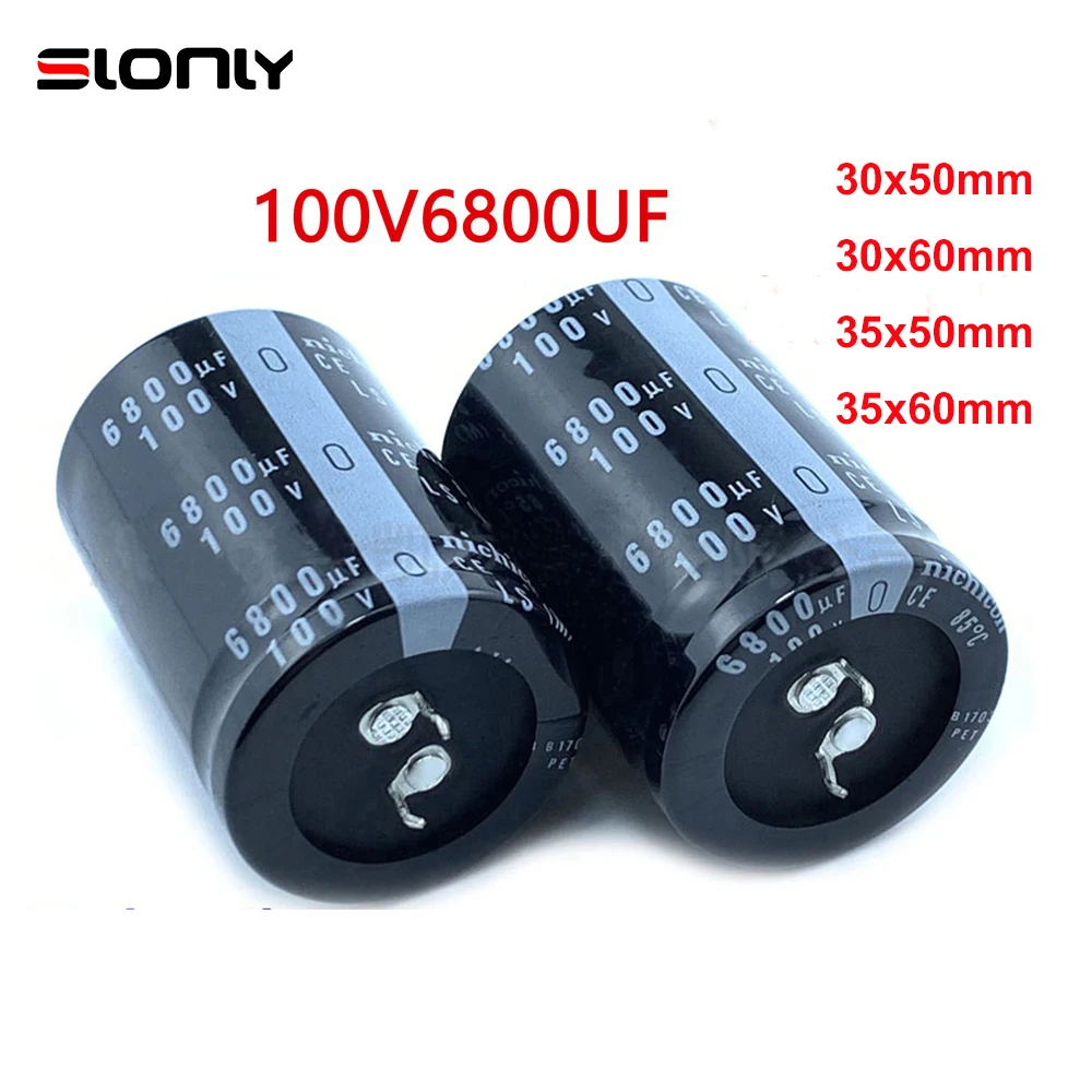 2pcs 100V 6800uF 6800uF 100V 30x50mm 30x60mm 35x50mm 35x60mm Pitch 10mm Nichicon Horn Fever Audio Amplifier Capacitors