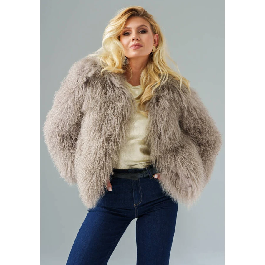 

Natural Mongolia Sheep Fur Coat Real Sheepskin Jackets For Women Lamb Coats 2024 Fashion New Arrivals