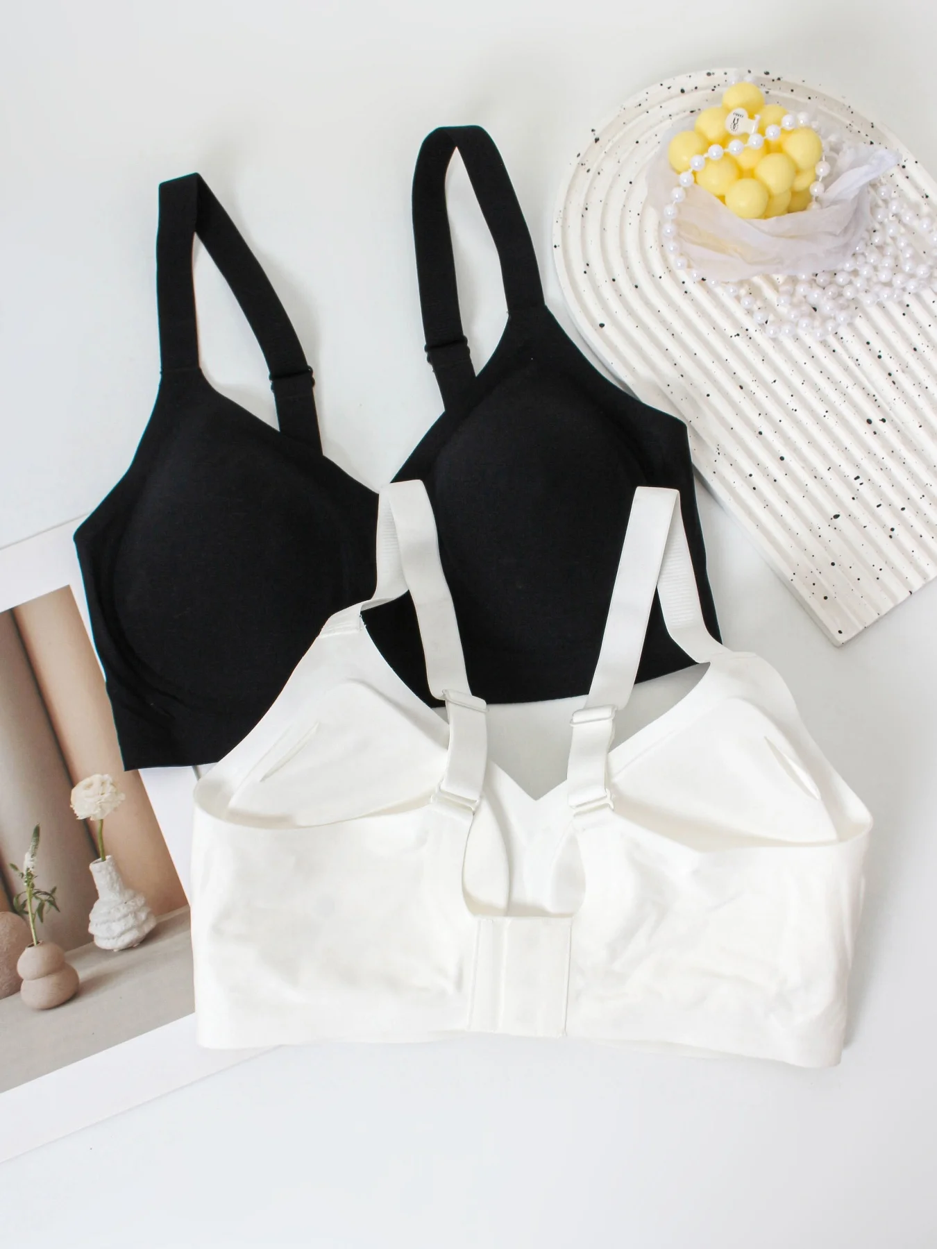 2PCS European size women's bra, non removable padding, wireless gathering bra, comfortable and seamless, daily smooth underwear