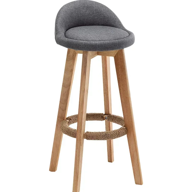 73cm Nordic Bar Chair Solid Wood High Foot Restaurant Seat Rotating Design Counter Stool Stable Load-bearing Kitchen Furniture