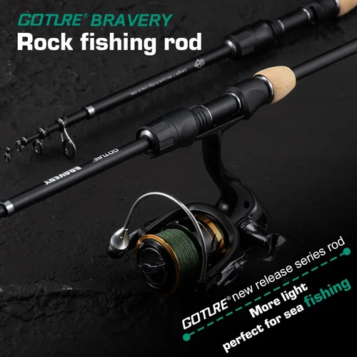 Imagen 2 del producto Caña de Pescar Telescópica Goture Rock Light, 0.68m 1.8m, Anillas de Guía Fuji, Potencia L/ML, 30+40T, Fibra de Carbono, Caña Telescópica para Exteriores