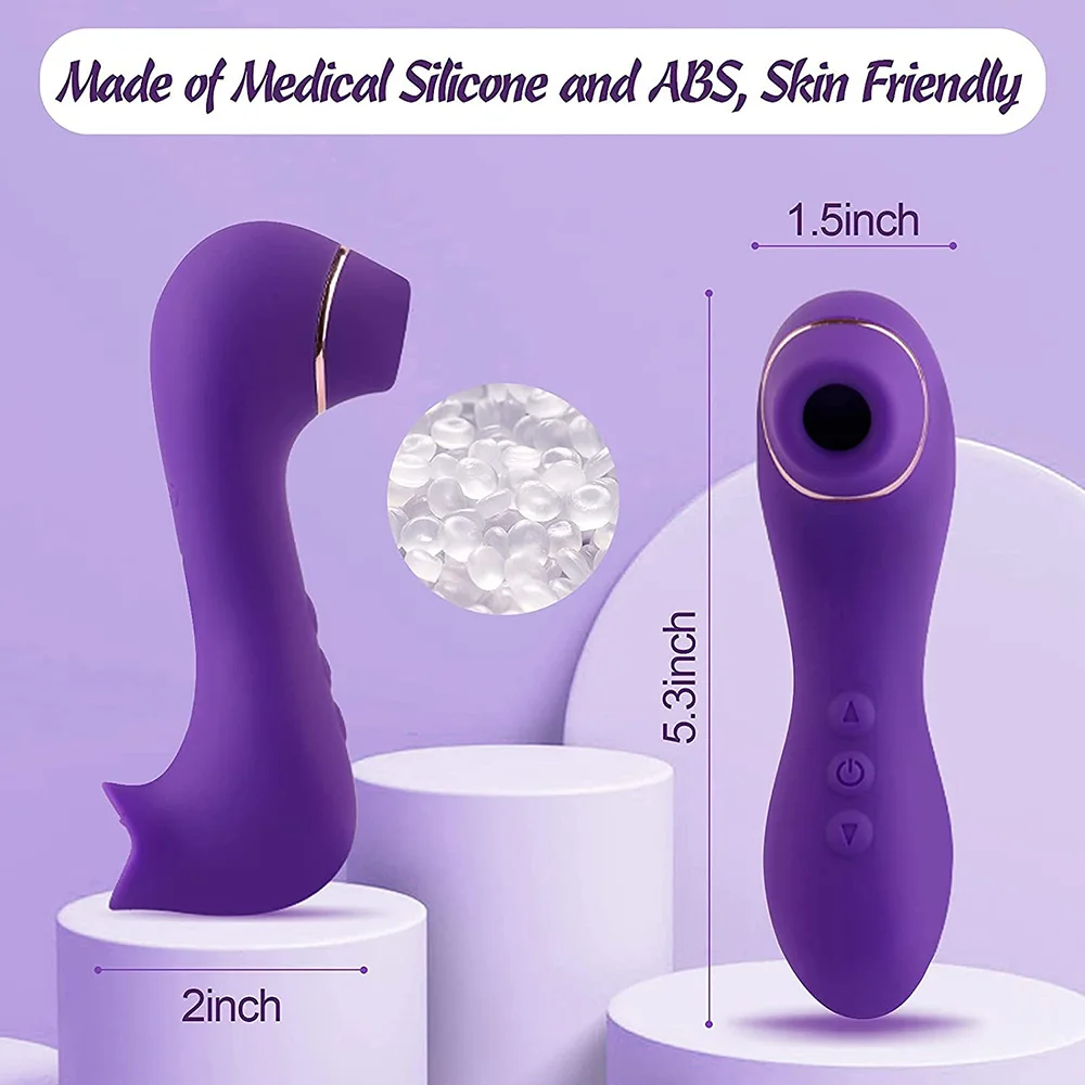 Vibromasseur point G 2 en 1 pour femme, succion clitoridienne, léchage, double continent, stimulateur de langue, masseur vaginal et mammaire, jouets