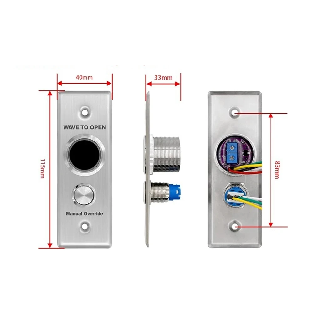 12V/24V Infrared Sensor Switch No Touch Contactless Door Release Exit Button with LED Push Switch For Door Access Control System