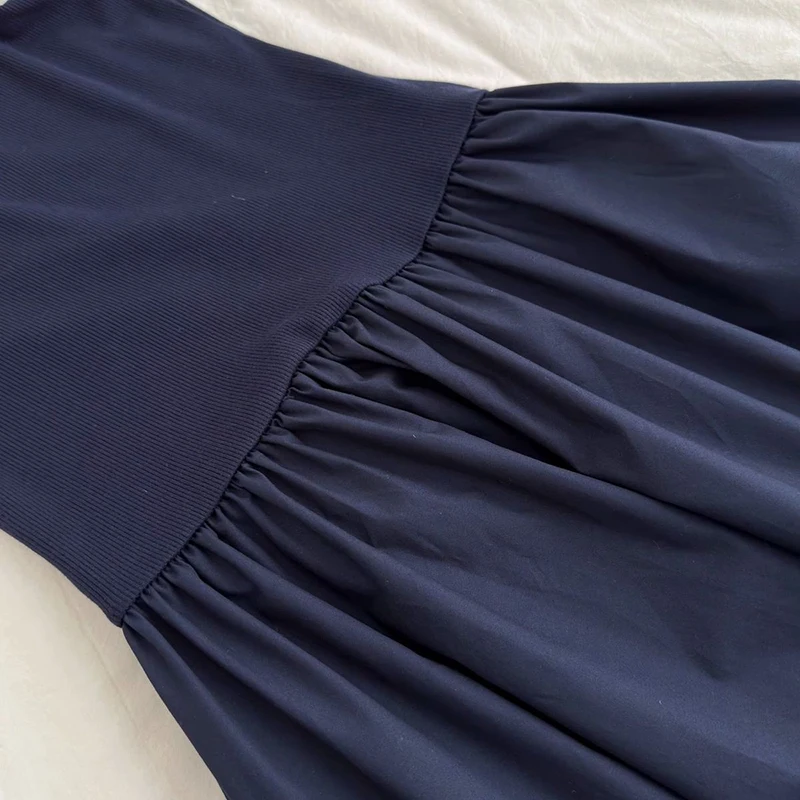 ฤดูร้อน Hepburn สไตล์ Camis ชุดผู้หญิงเกาหลีเซ็กซี่ U คอ Midi ชุด Y2K เอวสูง Patchwork Night Party Vestidos