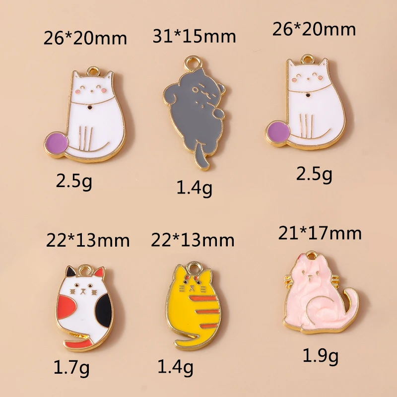 

20pcs Cartoon Enamel Animal Cat Charms Pendants for Jewelry Making Drop Earrings Necklaces Bracelets DIY Crafts Accessories