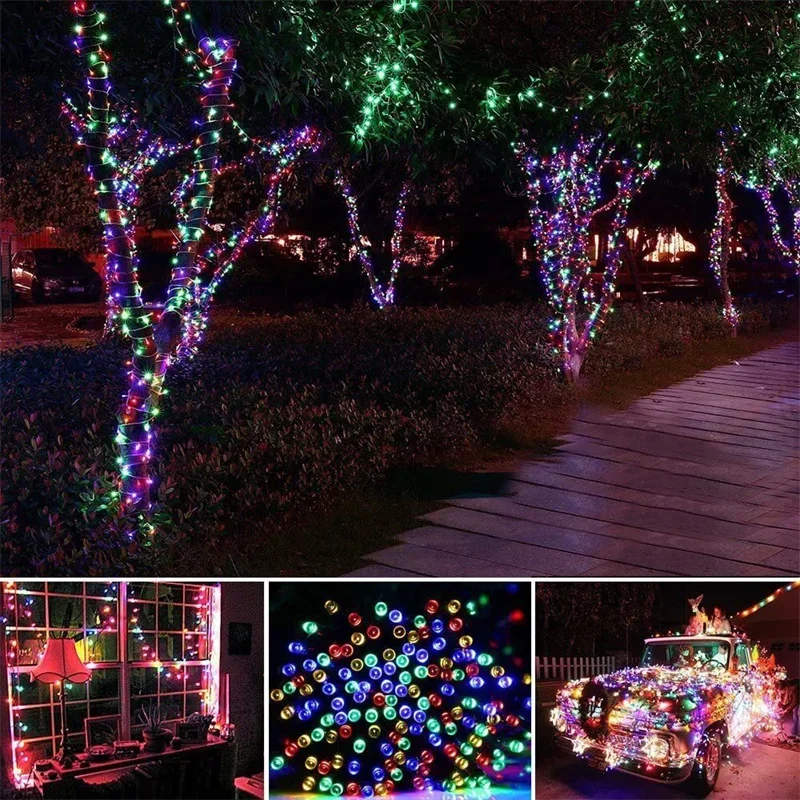 8 Modes Outdoor Solar Garland Lamp Festoon LED Icicle Light String Wedding Holiday Summer Garden Fence Wall Atmosphere Decor image 6