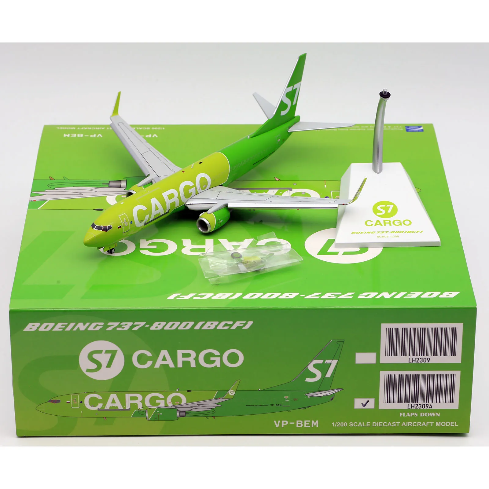 

LH2309A Alloy Collectible Plane Gift JC Wings 1:200 S7 Cargo Boeing B737-800(BCF) Diecast Aircraft Jet Model VP-BEM Flaps Down